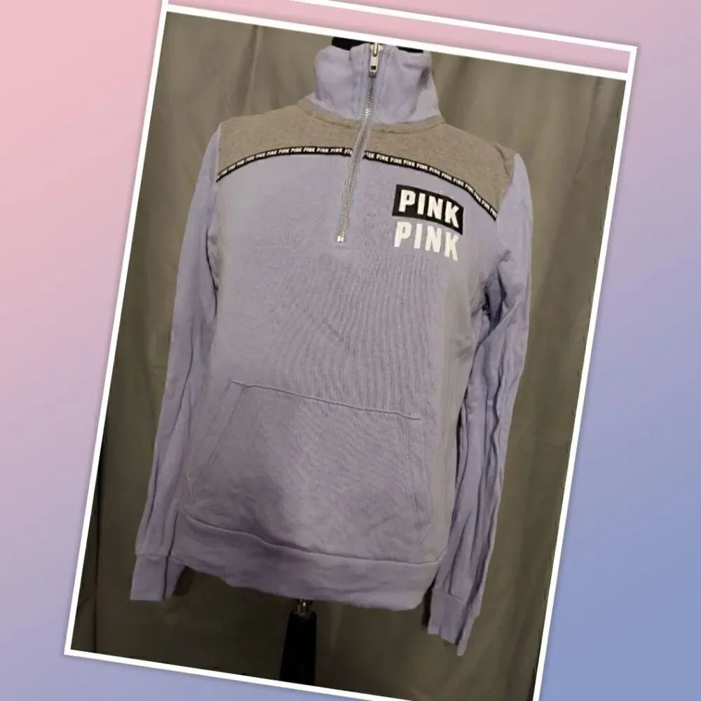 Victoria Secret Pink S/P lavender color block 1/4 zip up hoodie with kangaroo